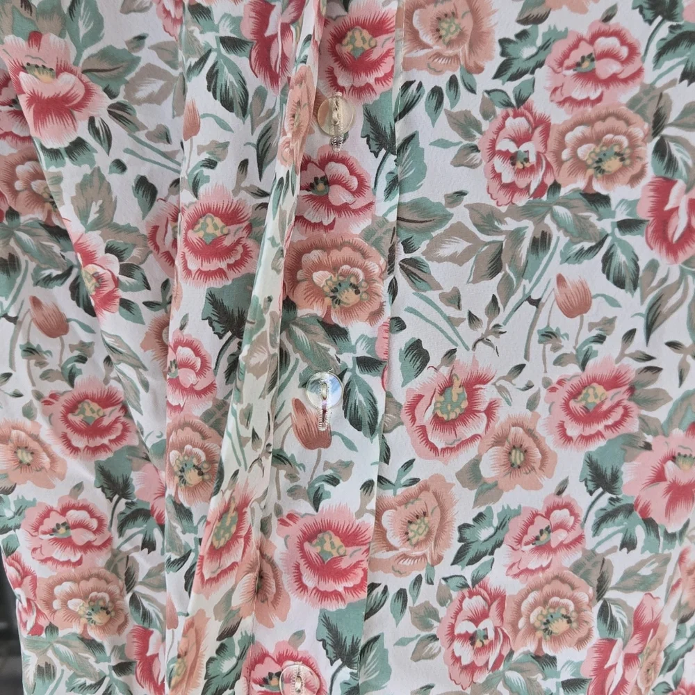 Vintage Notations Floral 90s Librariancore Blouse Size Petite 8